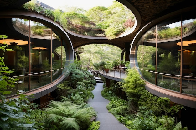 Vista da cidade com prédios de apartamentos e vegetação verde