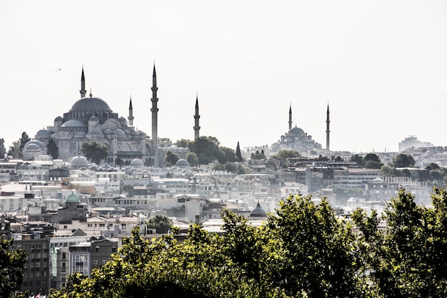 Vista da cidade de Istambul com Hagia Sophia e a Mesquita Azul