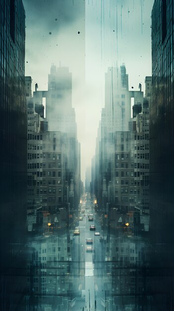 Vista da cidade de Nova Iorque durante a chuva