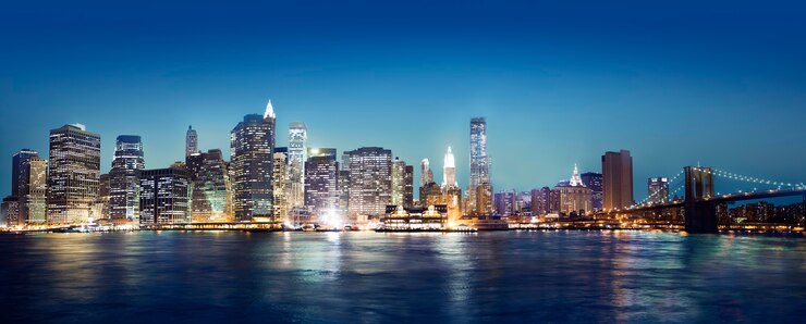 Foto grátis vista da cidade de nova york à noite