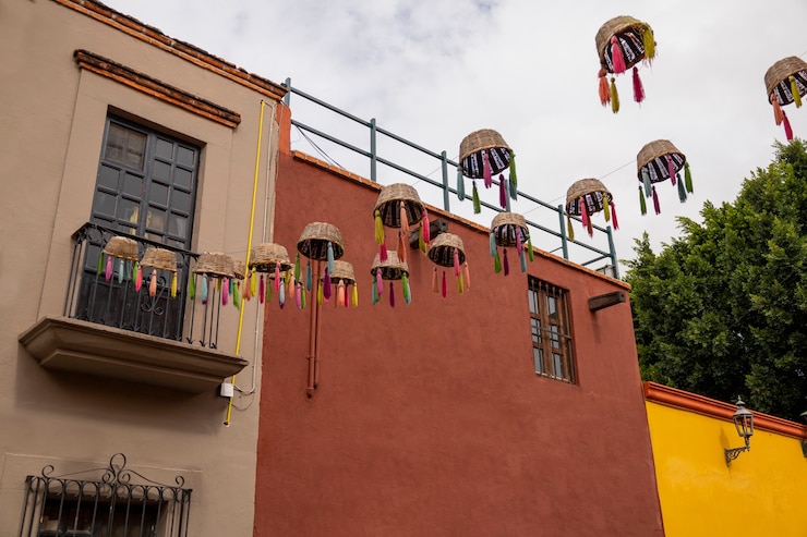 Foto grátis vista da colorida arquitetura urbana mexicana