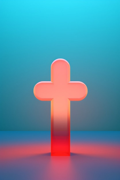 Foto grátis vista da cruz religiosa neon brilhante 3d