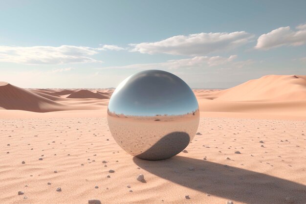 Vista da esfera 3d moderna com paisagem desértica