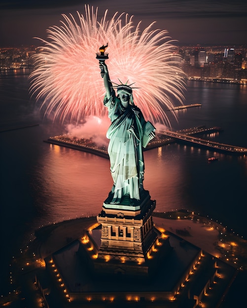 Vista da Estátua da Liberdade na cidade de Nova York