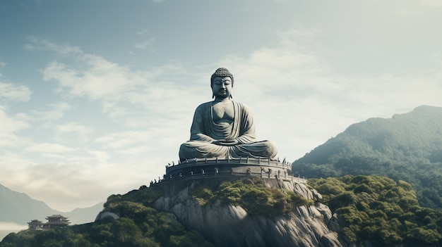 Vista da estátua de Zen Buda para espiritualidade