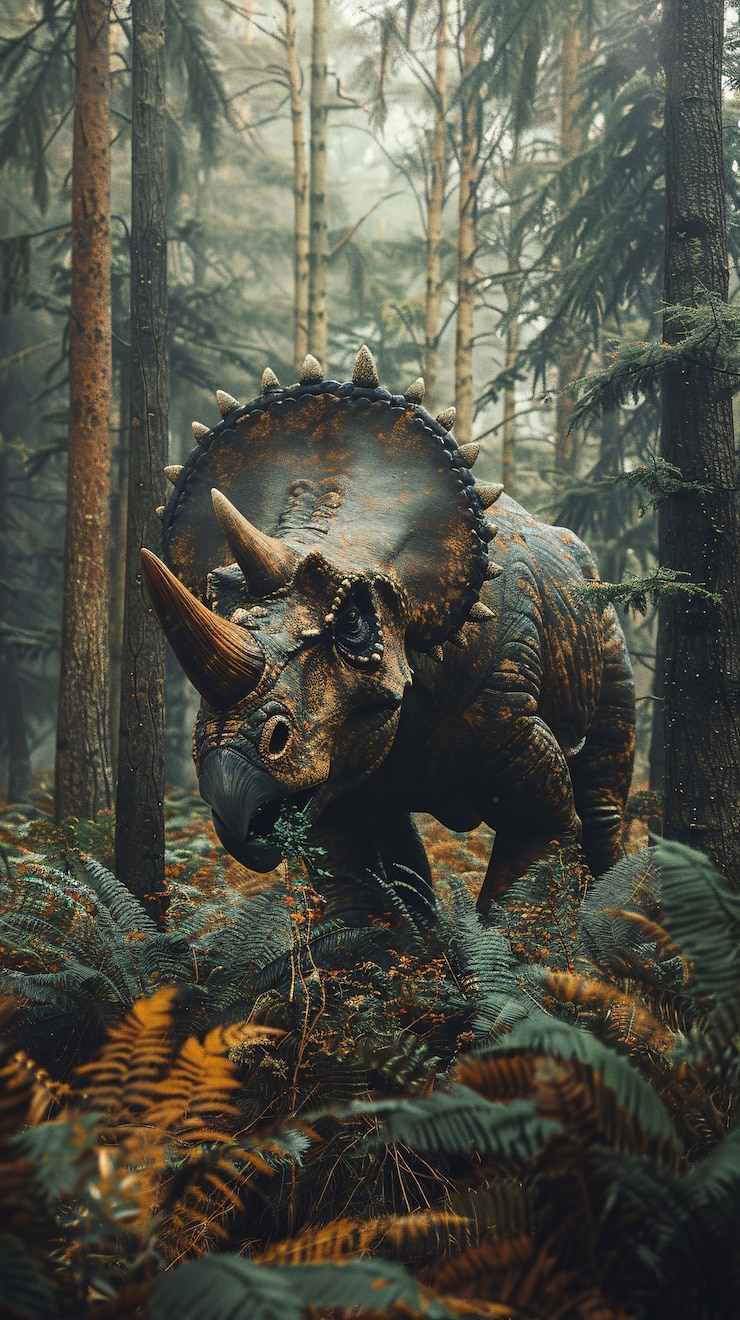 Foto grátis vista da extinta criatura dinossauro triceratops