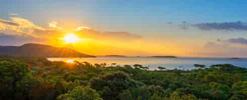 Foto grátis vista da famosa praia de palombaggia ao nascer do sol