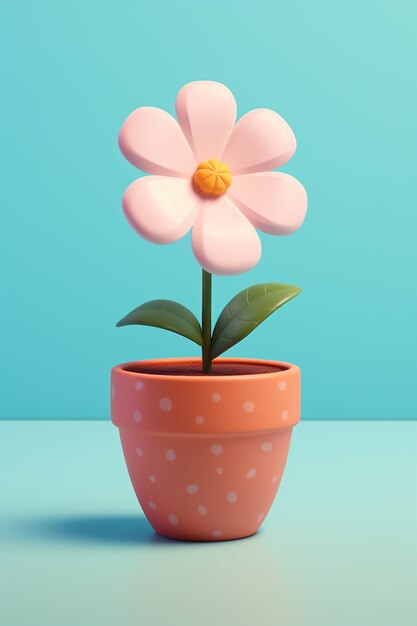 Vista da flor 3d em vaso