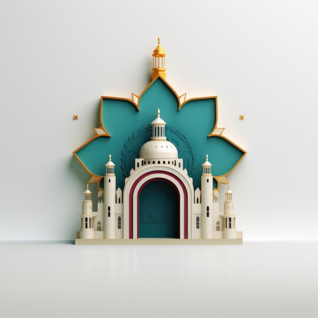 Vista da mesquita islâmica em 3D