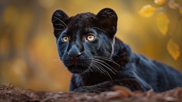 Foto grátis vista da pantera negra na natureza