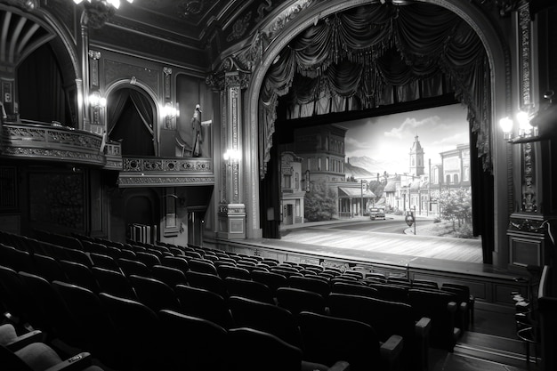 Foto grátis vista da sala de teatro em preto e branco