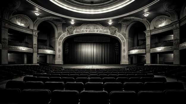 Foto grátis vista da sala de teatro em preto e branco