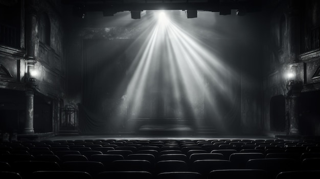 Foto grátis vista da sala de teatro em preto e branco