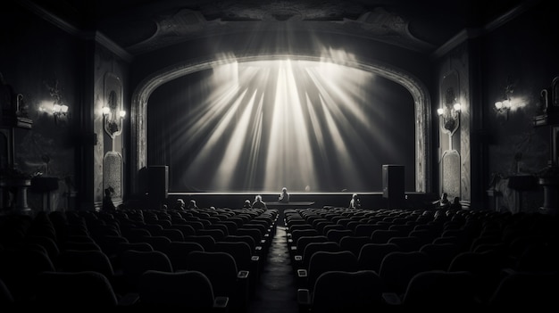 Foto grátis vista da sala de teatro em preto e branco