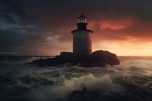 Foto grátis vista da torre do farol com farol de luz