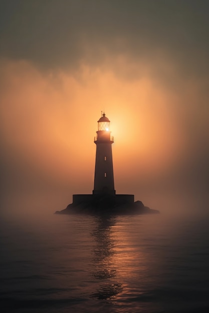 Vista da torre do farol com farol de luz