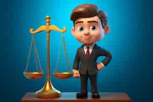 Foto grátis vista de advogado masculino em terno 3d