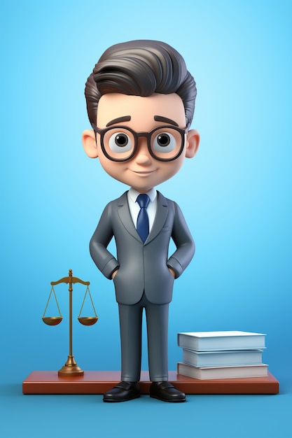 Foto grátis vista de advogado masculino em terno 3d