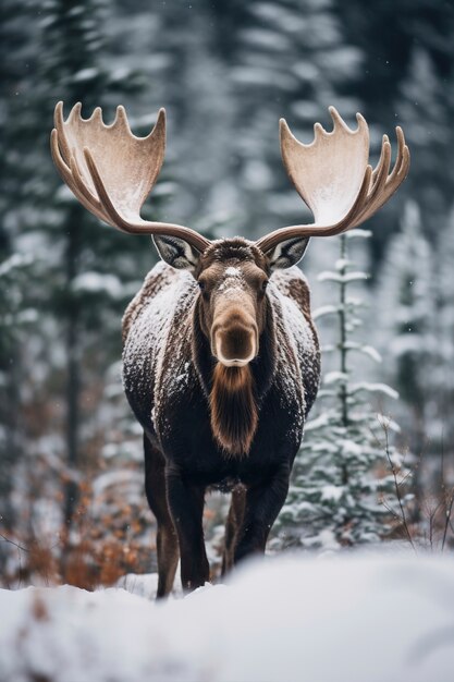 Vista de alces selvagens na natureza