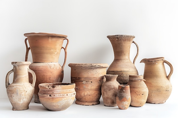 Foto grátis vista de antigos vasos de cerâmica e cerâmica