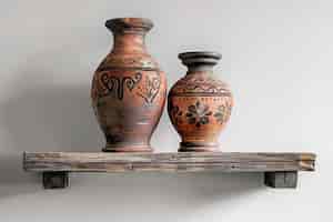 Foto grátis vista de antigos vasos de cerâmica e cerâmica