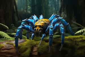 Foto grátis vista de aranha tridimensional com pernas e queliceras