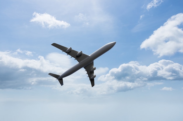 vista de baixo de um avião no céu