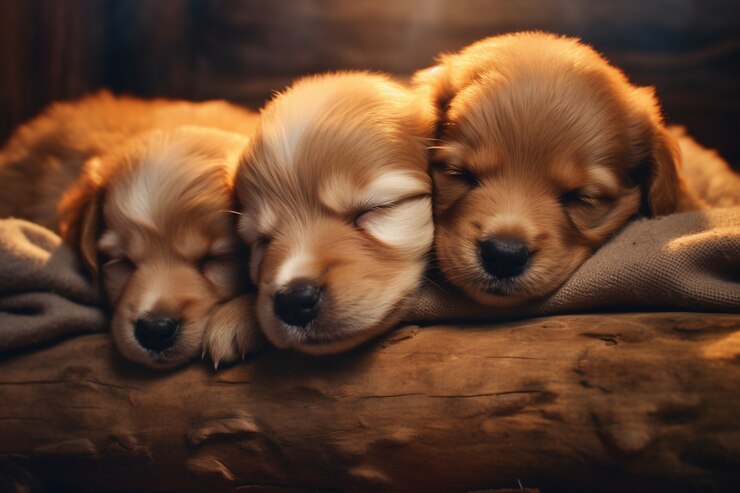 Foto grátis vista de cachorros fofos dormindo pacificamente
