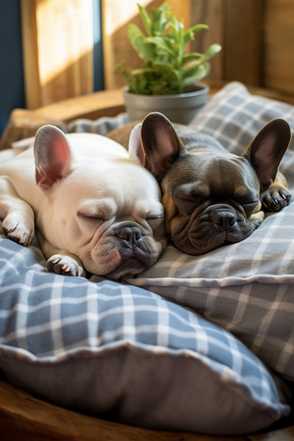 Foto grátis vista de cachorros fofos dormindo pacificamente