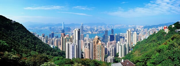 Vista de cima da montanha de Hong Kong