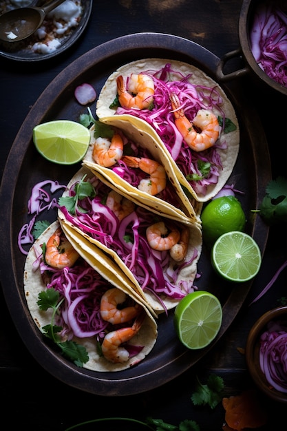 Foto grátis vista de cima do delicioso arranjo de tacos