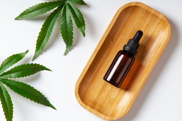 Vista de cima tratamento de cbd natureza morta