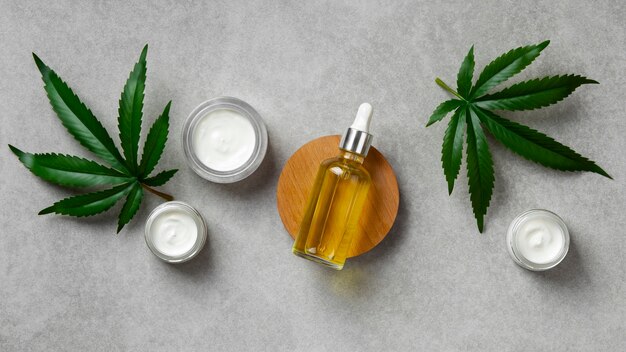 Vista de cima tratamento de cbd natureza morta