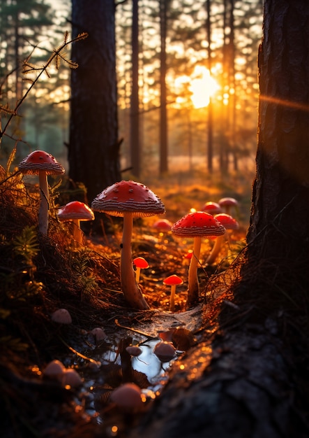 Foto grátis vista de cogumelos na natureza