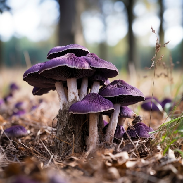 Foto grátis vista de cogumelos roxos na natureza