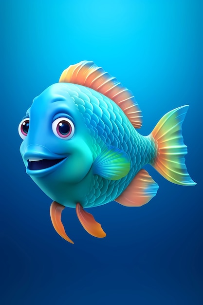 Foto grátis vista de desenho animado peixe 3d