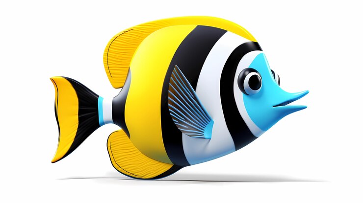 Foto grátis vista de desenho animado peixe 3d