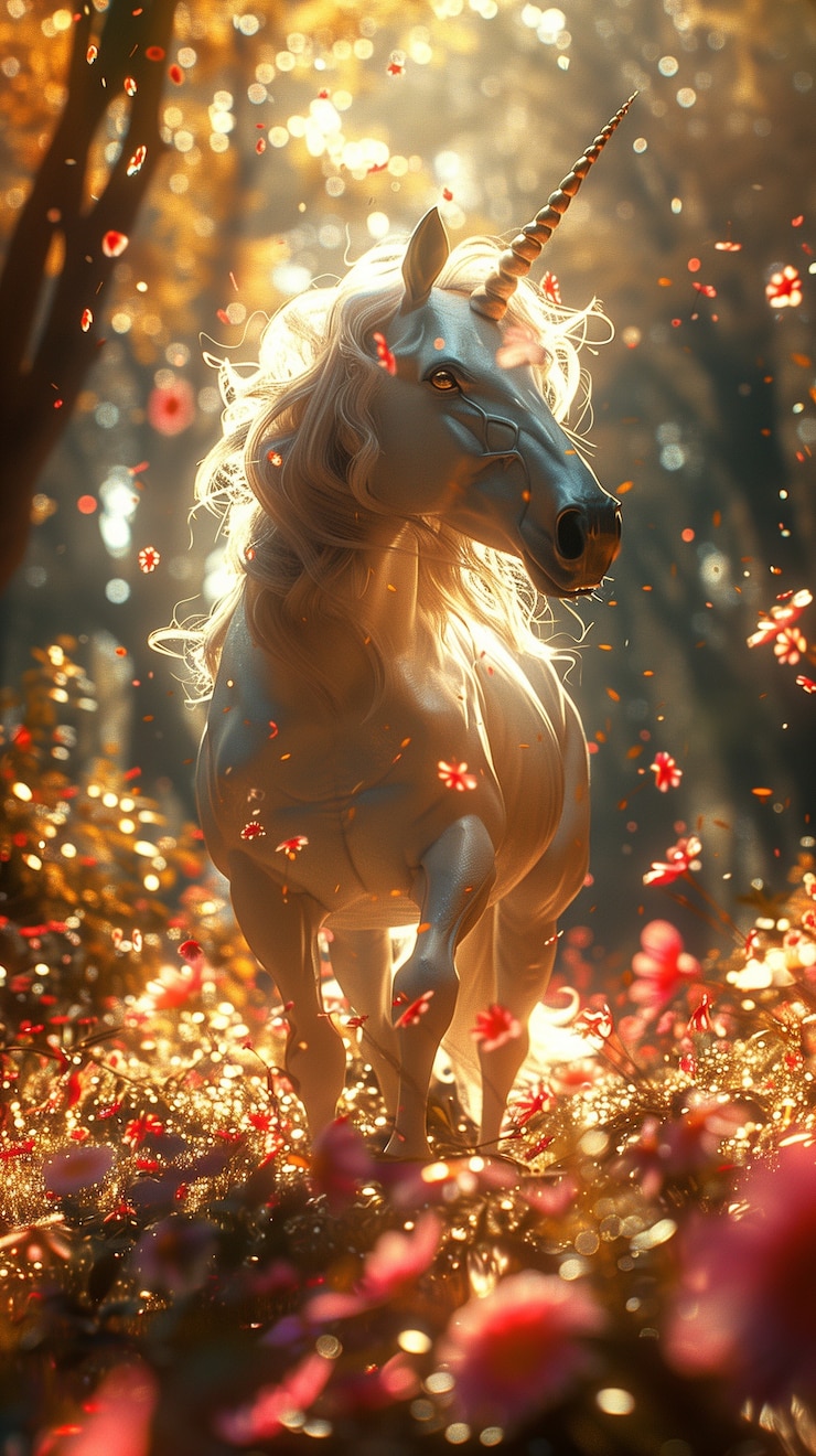 Foto grátis vista de estilo de arte digital de unicórnio de fantasia