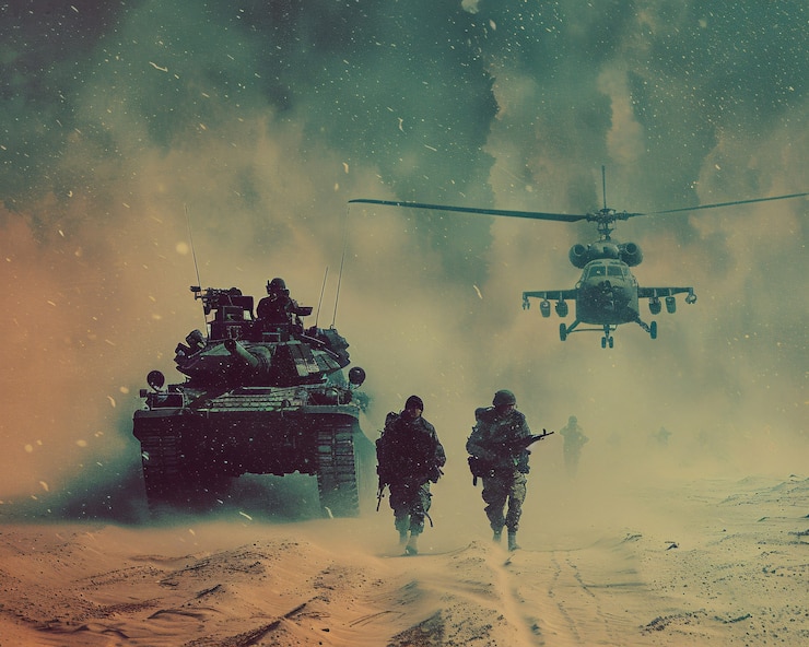 Foto grátis vista de estilo retro de veículo de tanque de combate durante a guerra