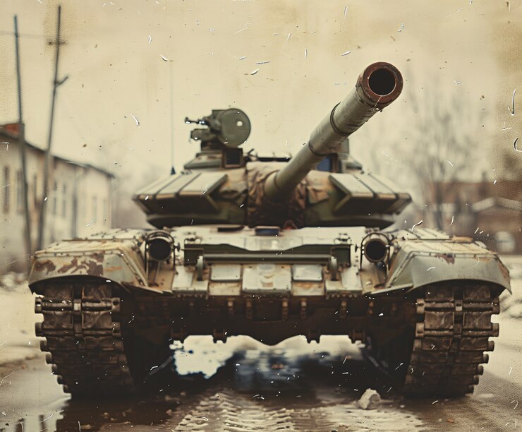 Foto grátis vista de estilo retro de veículo de tanque de combate durante a guerra