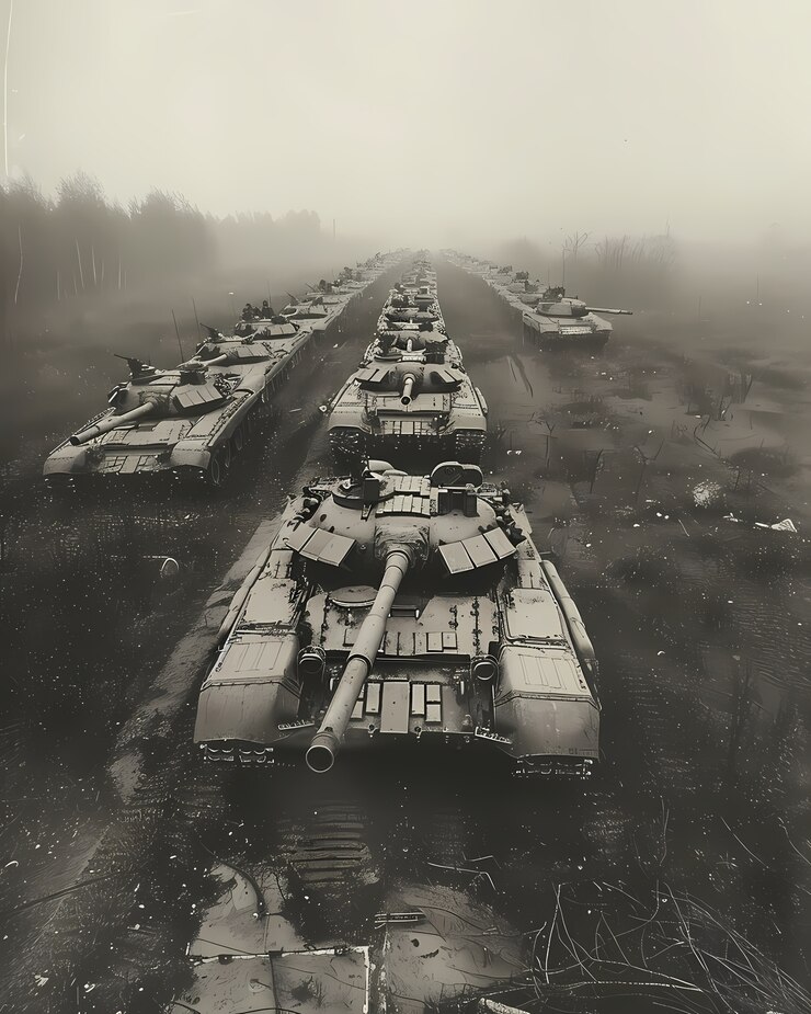 Foto grátis vista de estilo vintage de veículo de tanque de combate durante a guerra