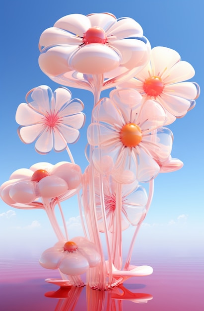 Vista de flores 3D abstratas
