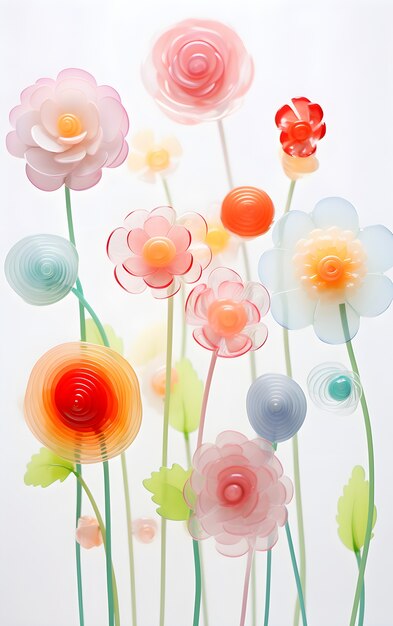 Vista de flores abstratas em 3D