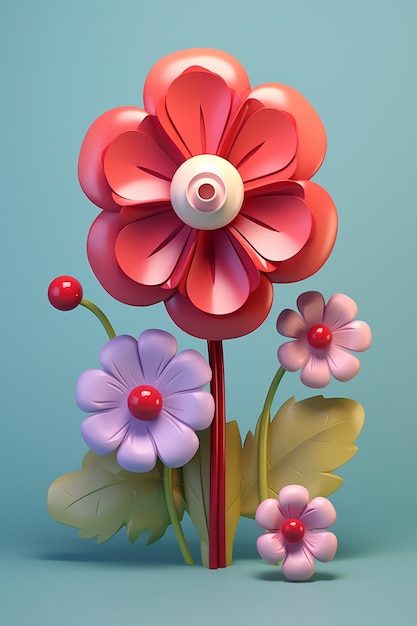 Vista de flores abstratas em 3D