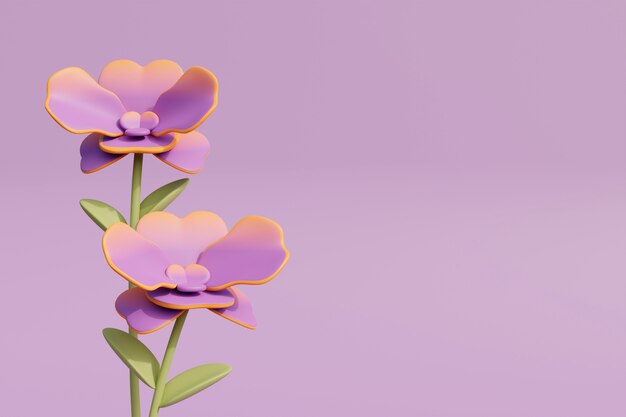 Vista de flores florescentes em 3D
