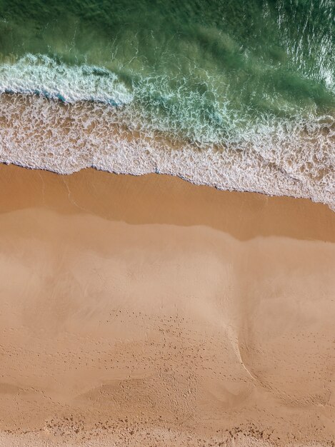 Vista, de, fluxo mar, ligado, praia arenosa