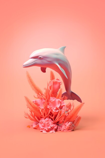 Vista de golfinho 3D com cores vibrantes