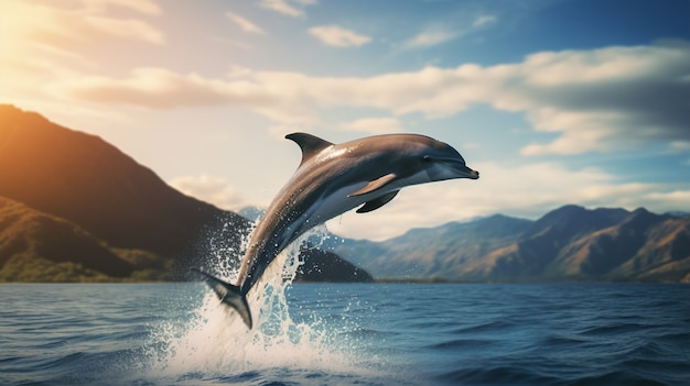 Vista de golfinhos nadando na água