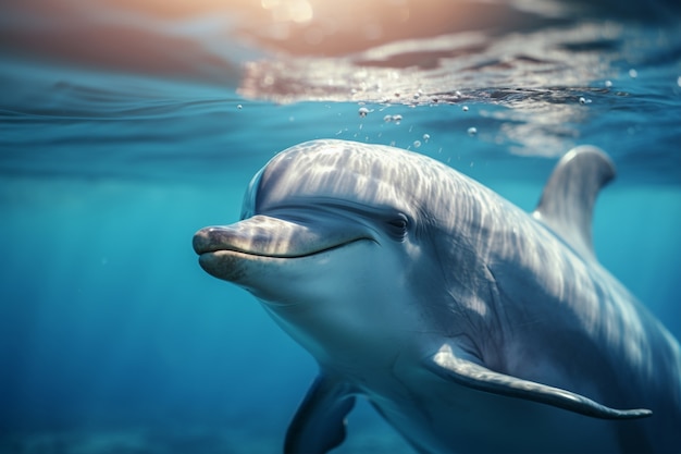 Foto grátis vista de golfinhos nadando na água