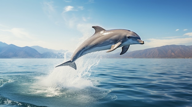 Vista de golfinhos nadando na água